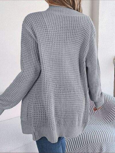 Open Front Long Sleeve Cardigan with Pockets - Trendsi - Flyclothing LLC