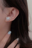 925 Sterling Silver Opal Heart Stud Earrings - Trendsi