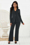 Lapel Collar Long Sleeve Blazer and Pants Set - Trendsi - Flyclothing LLC