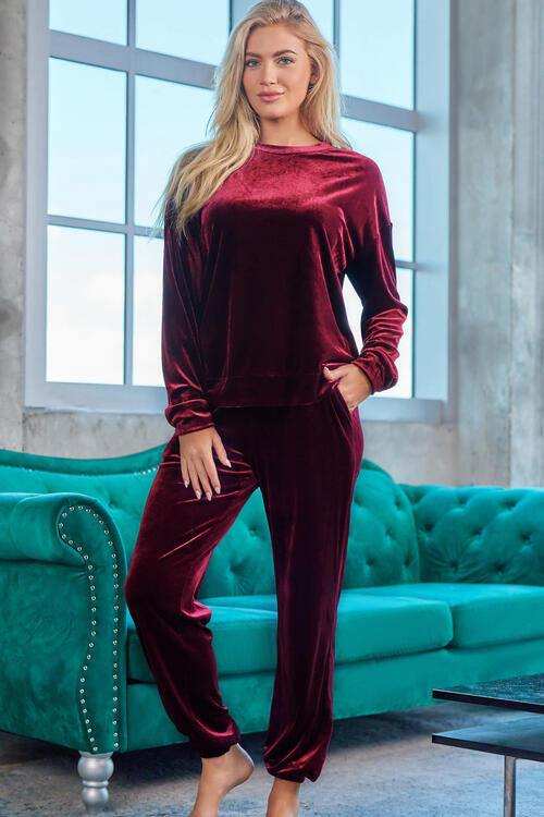 Long Sleeve Top and Pants Lounge Set - Trendsi - Flyclothing LLC