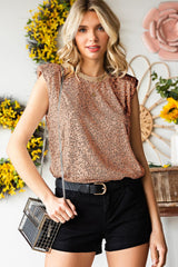 Sequin Round Neck Capped Sleeve Tank - Trendsi