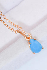 Teardrop Turquoise 4-Prong Pendant Necklace - Flyclothing LLC