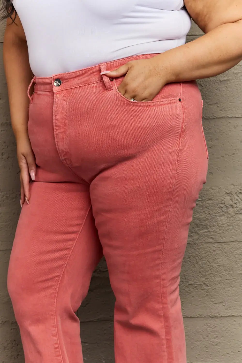 RISEN Bailey Full Size High Waist Side Slit Flare Jeans - Trendsi - Flyclothing LLC