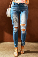 Easter Distressed Frayed Hem Jeans - Flyclothing LLC