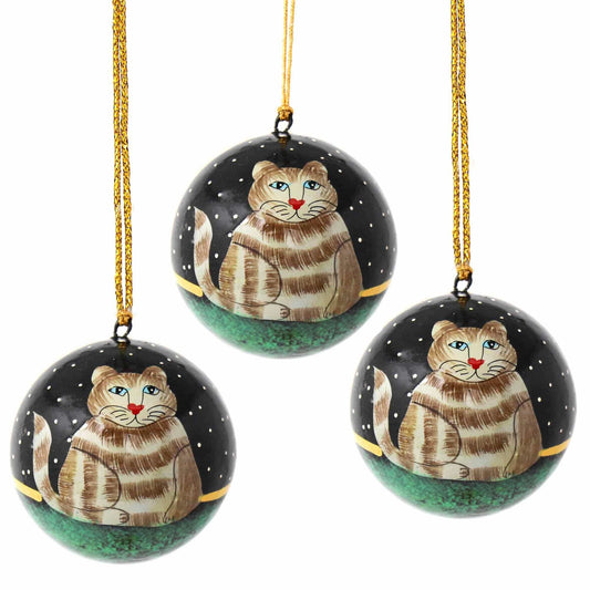 Handpainted Ornament Cat - Pack of 3 - Asha Handicrafts
