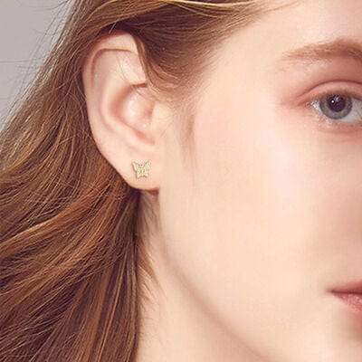 Moissanite 925 Sterling Silver Butterfly Stud Earrings - Trendsi - Flyclothing LLC