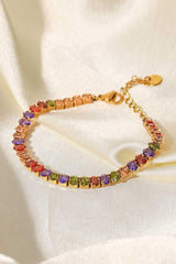 18K Gold Plated Multicolored Zircon Bracelet - Trendsi