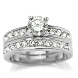 Alamode Rhodium Brass Ring with AAA Grade CZ in Clear - Alamode - Flyclothing LLC