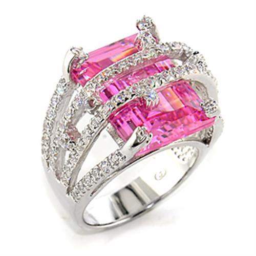 Alamode Rhodium 925 Sterling Silver Ring with AAA Grade CZ in Rose - Alamode - Flyclothing LLC