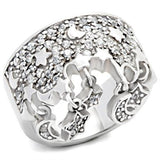 Alamode Rhodium 925 Sterling Silver Ring with AAA Grade CZ in Clear - Alamode