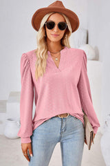Notched Long Sleeve T-Shirt - Trendsi - Flyclothing LLC