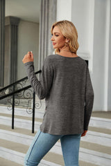 Round Neck Long Sleeve T-Shirt - Trendsi
