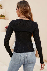 Scoop Neck Long Sleeve Knit Top - Trendsi - Flyclothing LLC