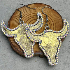 Rhinestone Bull Earrings - Trendsi