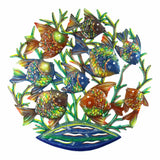 24-Inch Painted School of Fish Metal Wall Art - Croix des Bouquets - Croix des Bouquets
