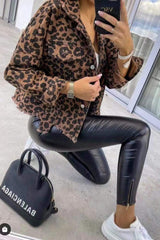 Leopard Raw Hem Denim Jacket - Trendsi - Flyclothing LLC