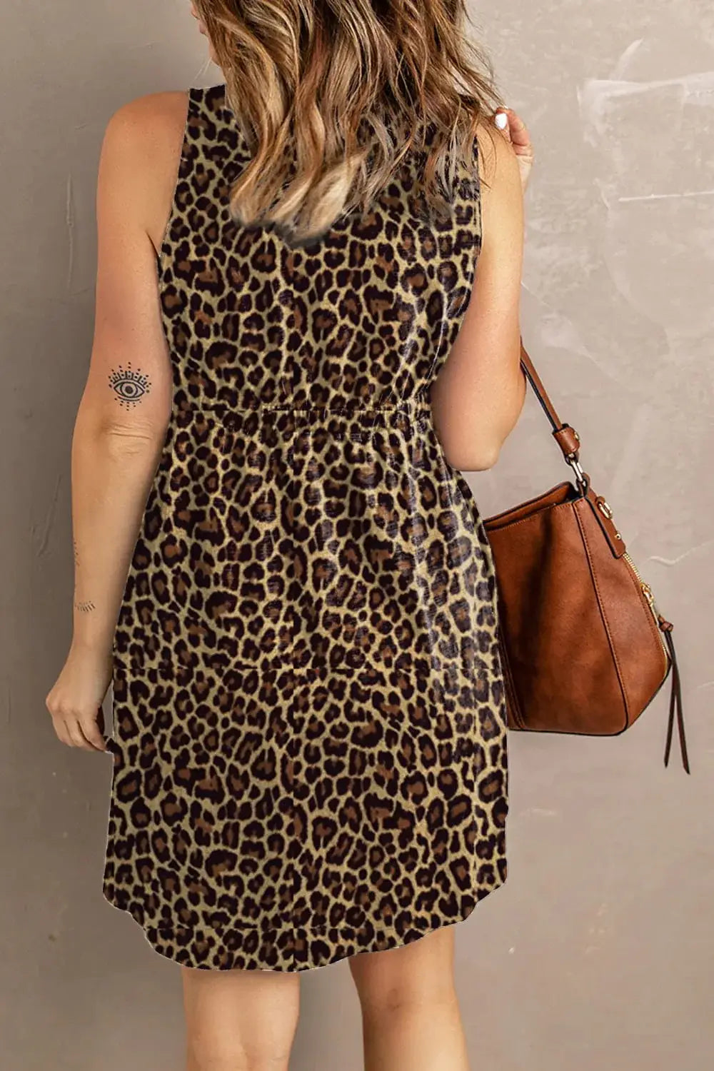 Double Take Printed Scoop Neck Sleeveless Buttoned Magic Dress with Pockets - Trendsi - Flyclothing LLC