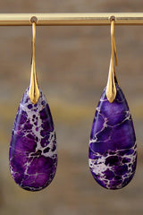 Handmade Teardrop Shape Natural Stone Dangle Earrings - Trendsi