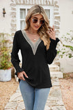 Eyelet V-Neck Smocked Flounce Sleeve Blouse - Trendsi - Flyclothing LLC