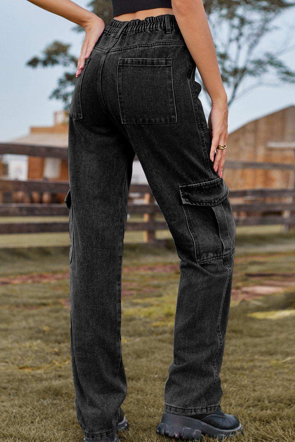 Loose Fit Long Jeans with Pockets - Trendsi - Flyclothing LLC