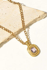18K Gold Plated Inlaid Rhinestone Pendant Necklace - Trendsi - Flyclothing LLC