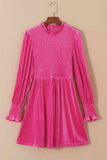 Smocked Round Neck Long Sleeve Dress - Trendsi - Flyclothing LLC