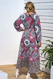 Leopard Ruffle Trim V-Neck Printed Dress - Trendsi - Flyclothing LLC