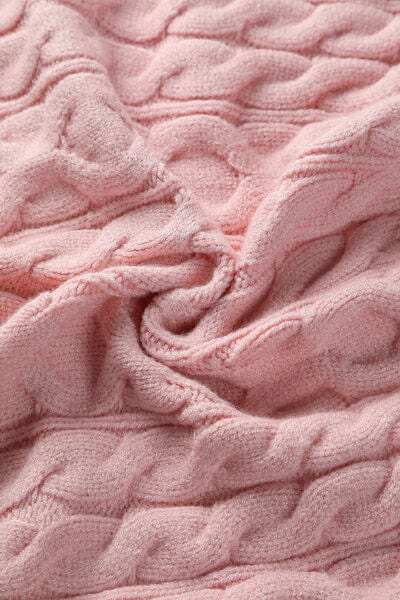 Cable-Knit Off-Shoulder Long Sleeve Sweater - Trendsi - Flyclothing LLC