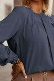 Button Up Round Neck Long Sleeve Shirt - Trendsi - Flyclothing LLC
