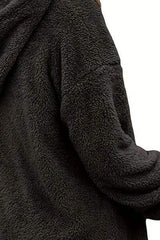 Half Zip Dropped Shoulder Oversized Hoodie - Trendsi - Flyclothing LLC