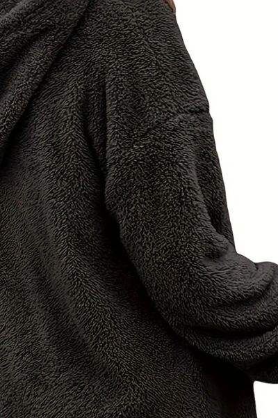 Half Zip Dropped Shoulder Oversized Hoodie - Trendsi - Flyclothing LLC
