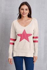 Star Scoop Neck Dropped Shoulder T-Shirt - Flyclothing LLC