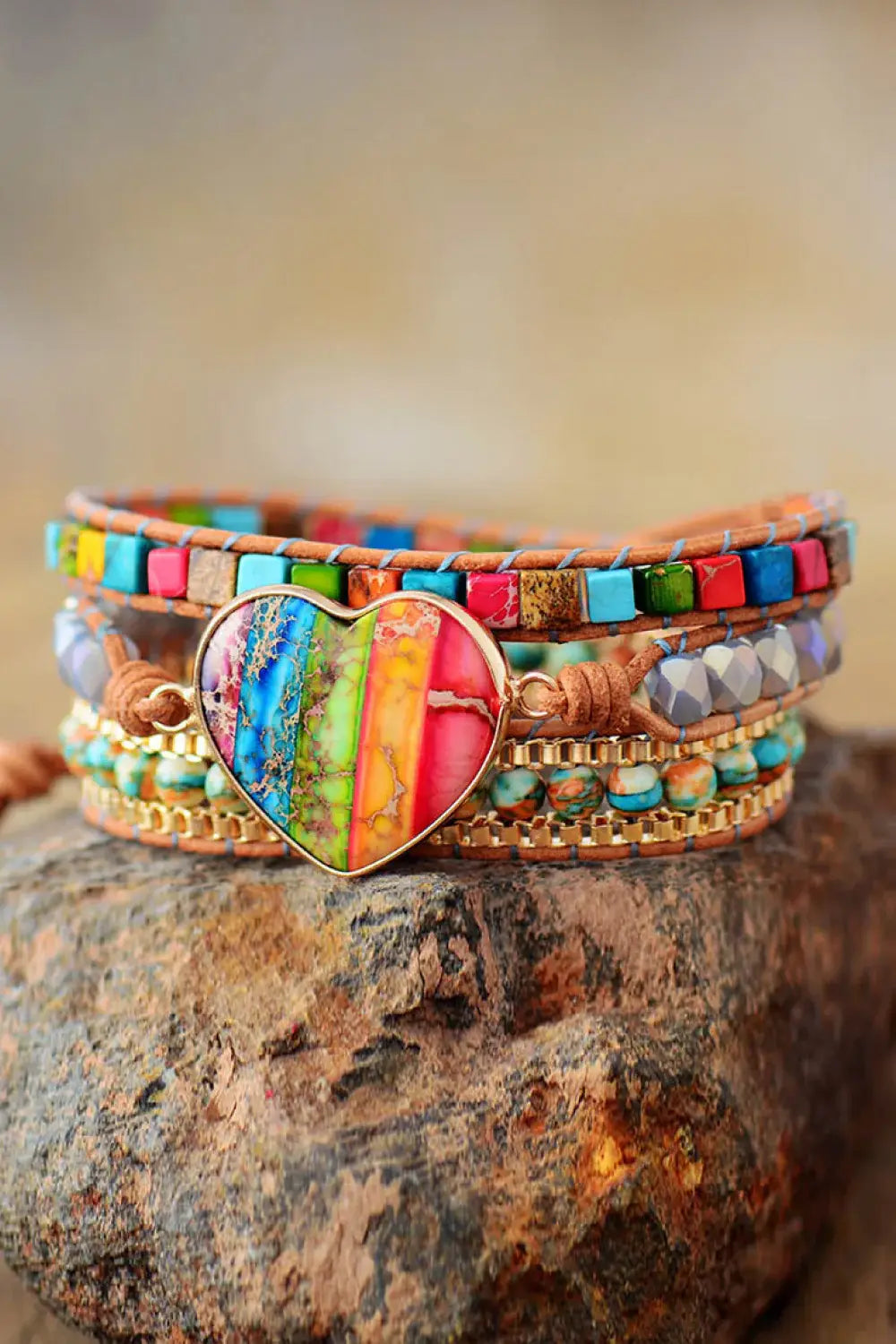 Imperial Jasper & Crystal Layered Bracelet - Trendsi - Flyclothing LLC