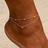 Heart Shape Double-Layered Anklet - Trendsi