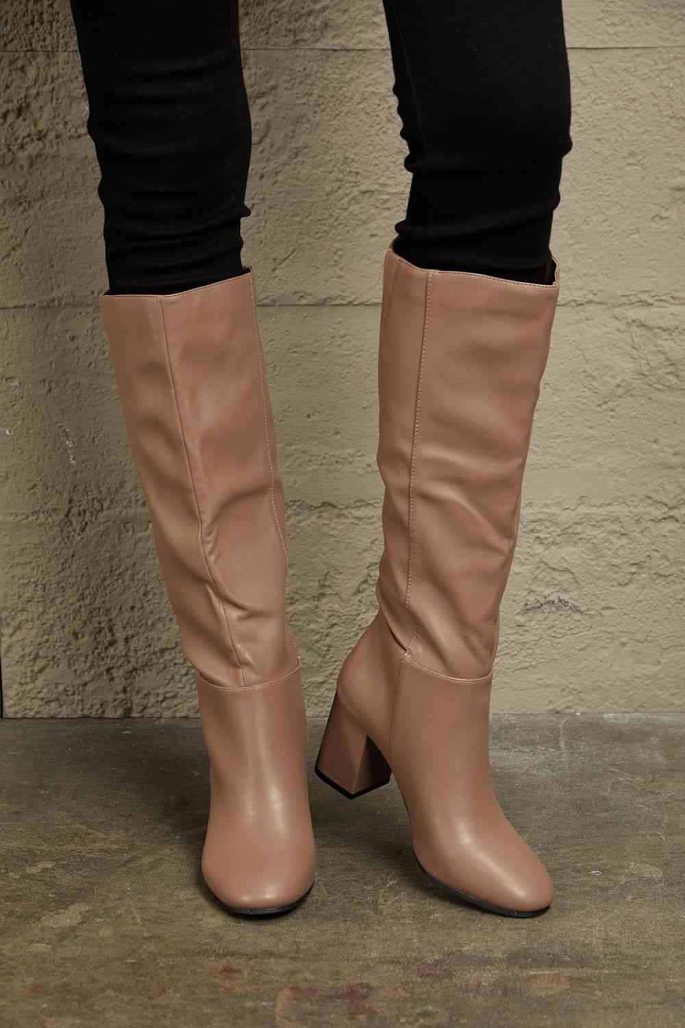 East Lion Corp Block Heel Knee High Boots - Trendsi - Flyclothing LLC
