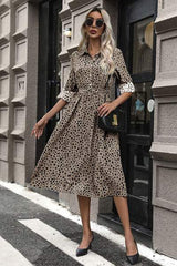 Polka Dot Tied Button Up Dress - Trendsi - Flyclothing LLC