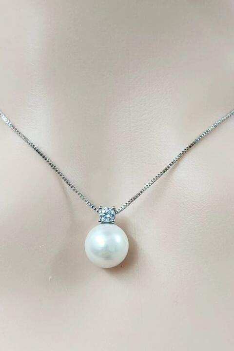 Freshwater Pearl 925 Sterling Silver Necklace - Trendsi - Flyclothing LLC