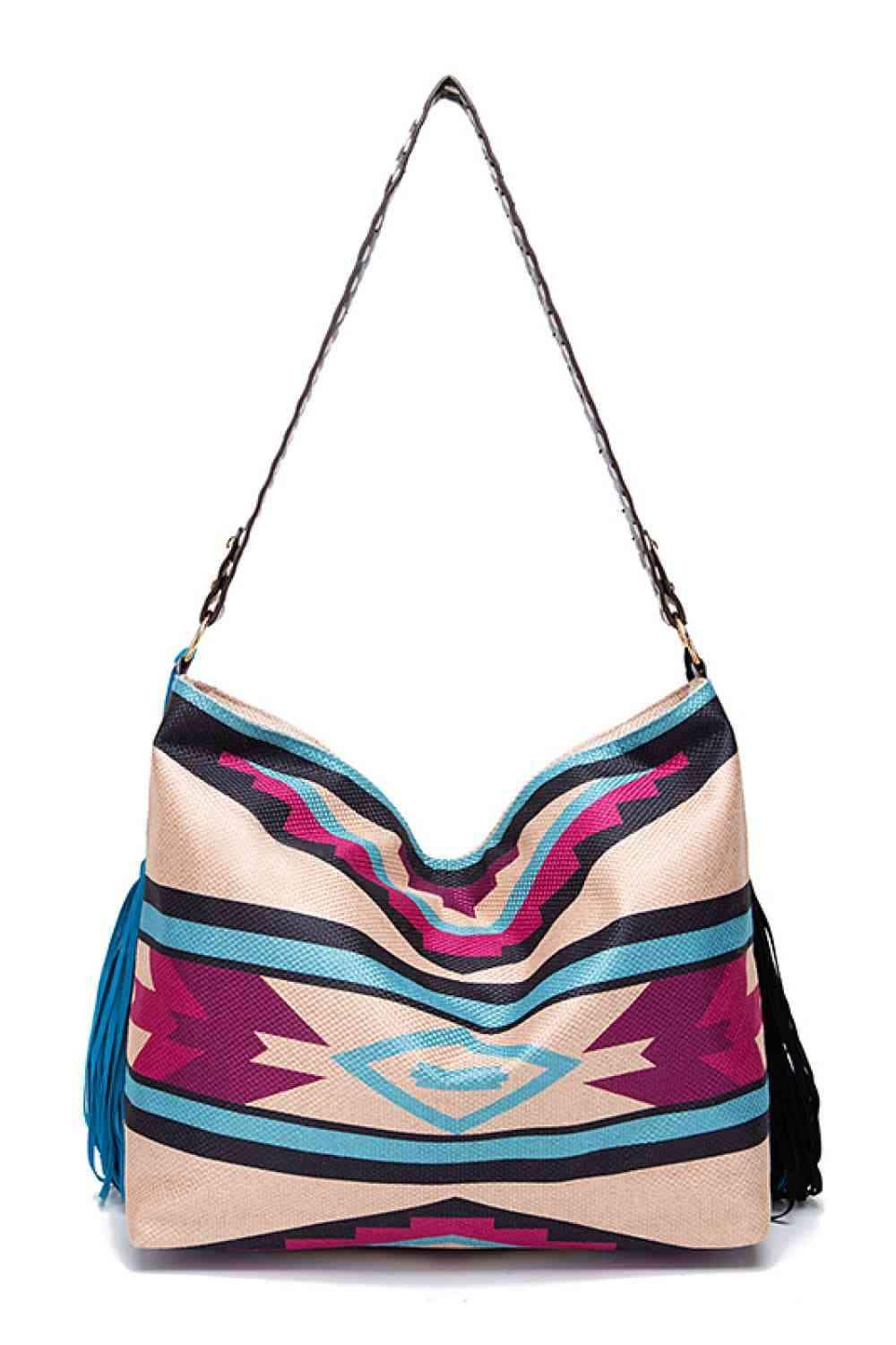 Geometric Canvas Tote Bag - Trendsi - Flyclothing LLC