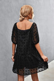 Swiss Dot Square Neck Half Balloon Sleeve Dress - Trendsi
