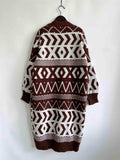 Geometric Button Front Longline Cardigan - Trendsi - Flyclothing LLC