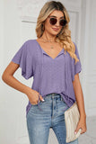 Eyelet Tie Neck Flutter Sleeve Blouse - Trendsi - Flyclothing LLC
