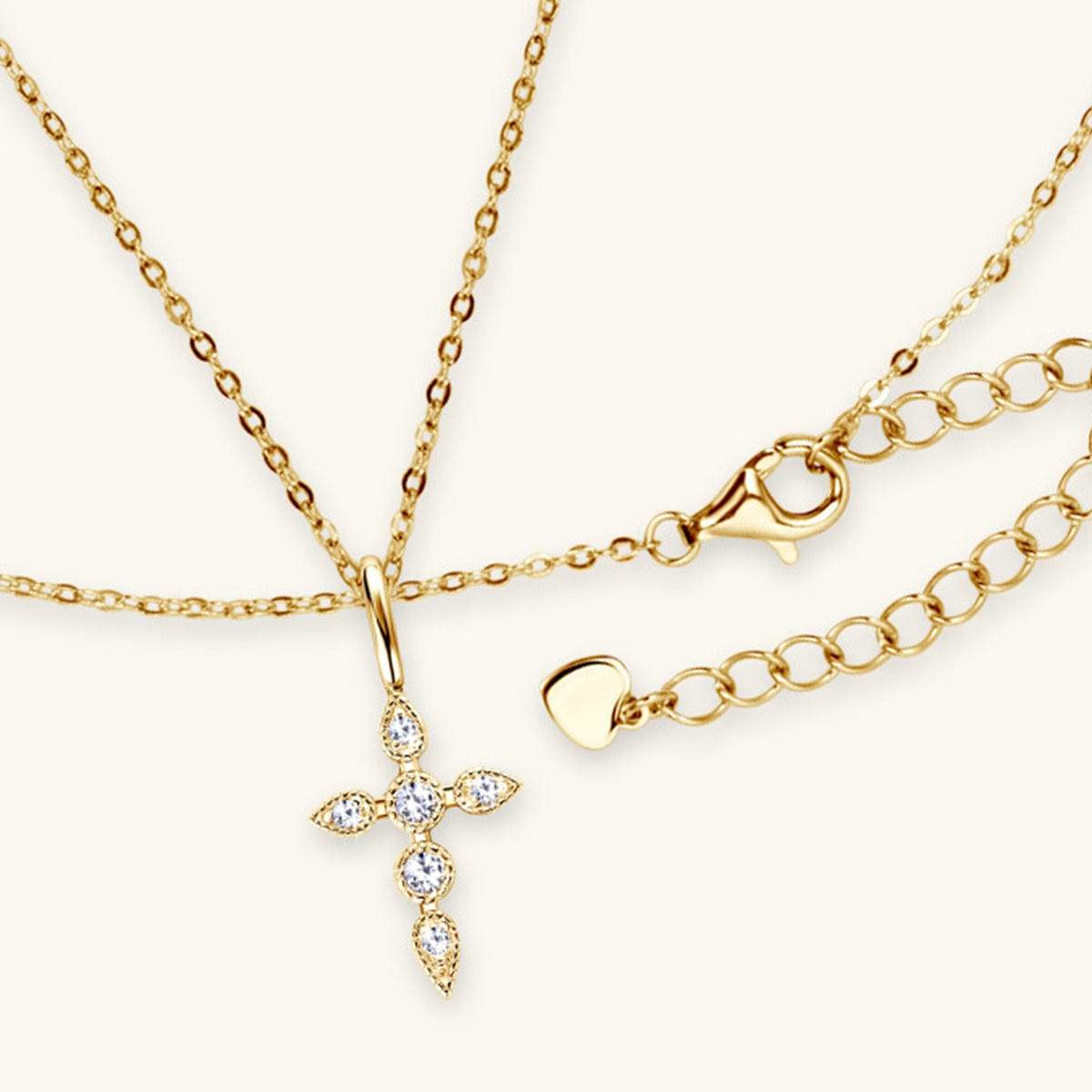925 Sterling Silver Moissanite Cross Pendant Necklace - Trendsi - Flyclothing LLC