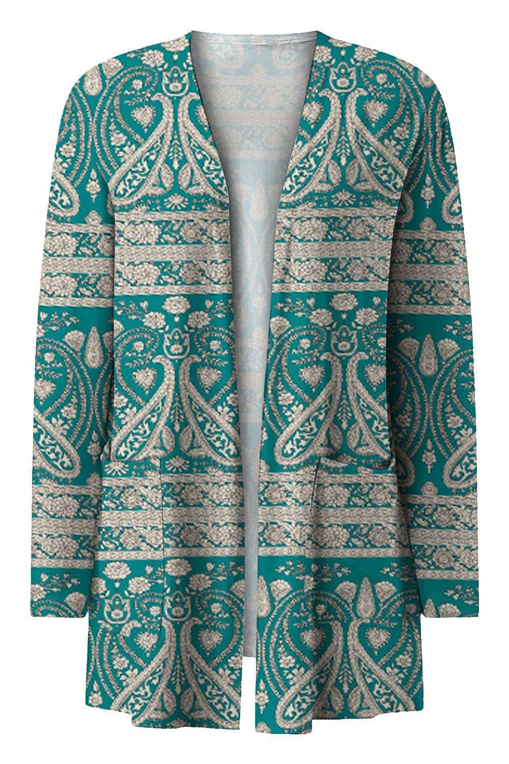 Printed Long Sleeve Cardigan - Trendsi - Flyclothing LLC