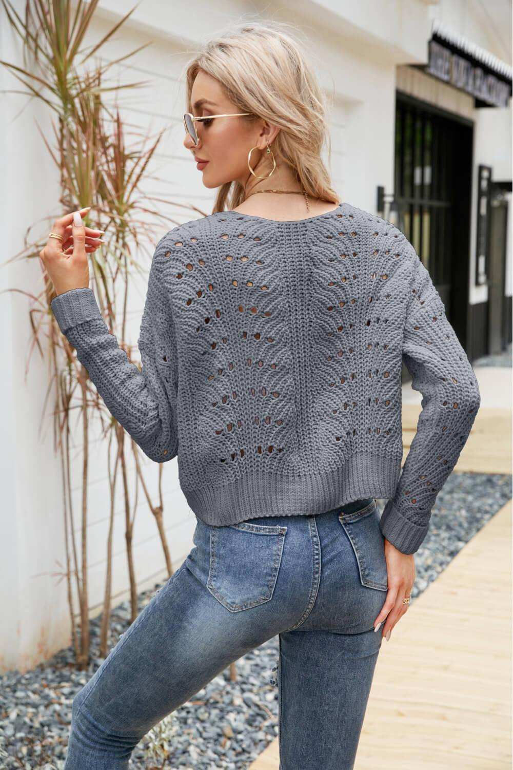Open Front Cuffed Cropped Cardigan - Trendsi - Flyclothing LLC