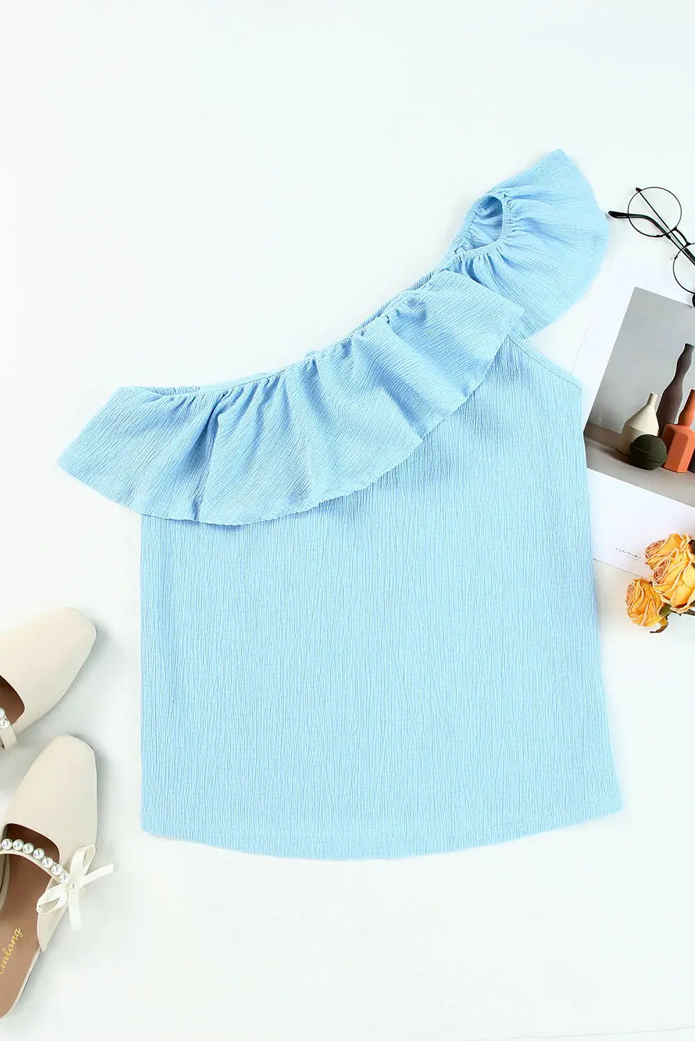 Ruffled One-Shoulder Tank - Trendsi - Flyclothing LLC