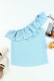 Ruffled One-Shoulder Tank - Trendsi - Flyclothing LLC