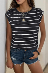 Decorative Button Round Neck T-Shirt - Trendsi - Flyclothing LLC