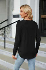 Round Neck Long Sleeve T-Shirt - Trendsi