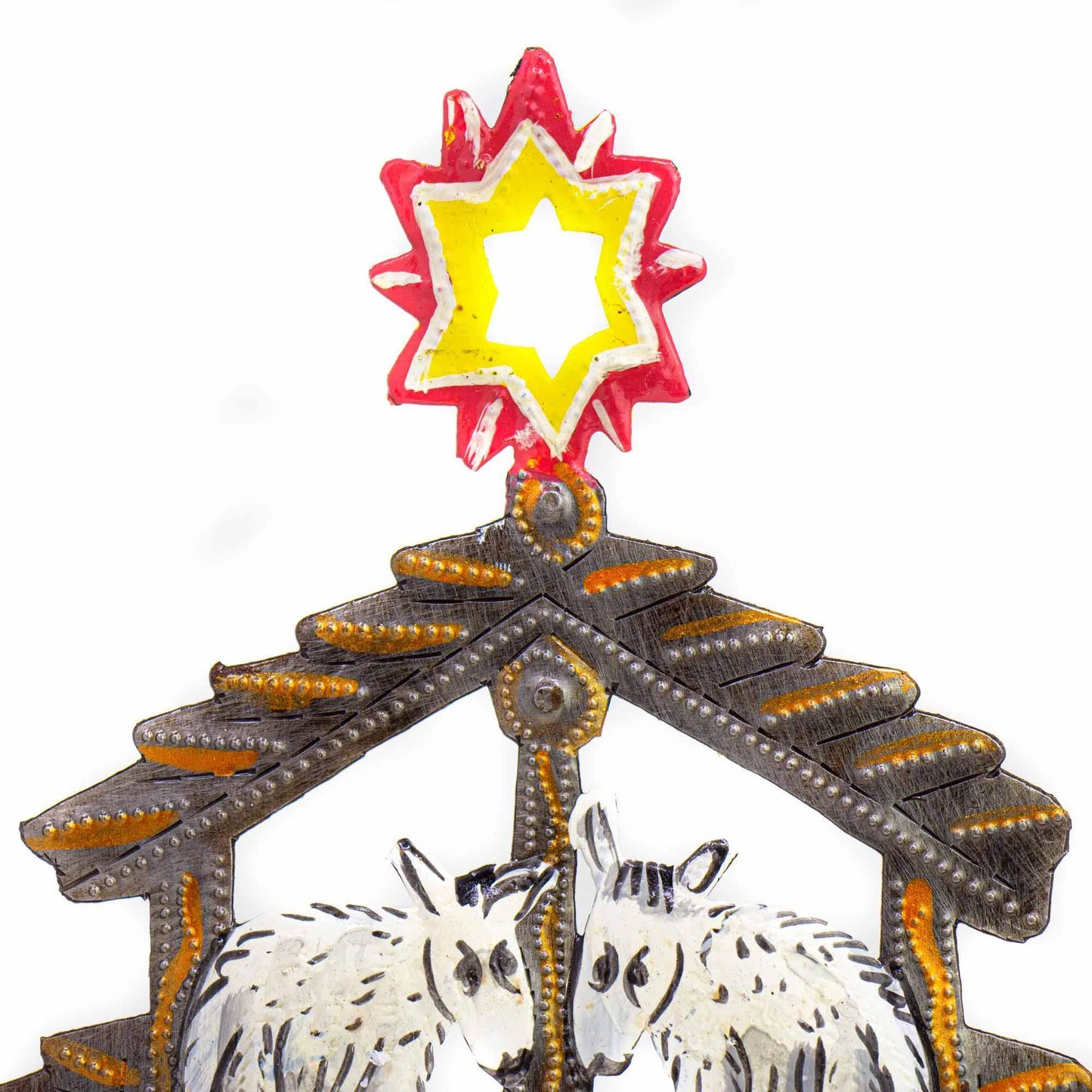 Haitian Metal Drum Tabletop Nativity with Barn Animals - Haitian Artisans - Flyclothing LLC