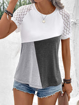 Color Block Raglan Sleeve Round Neck Tee - Trendsi - Flyclothing LLC